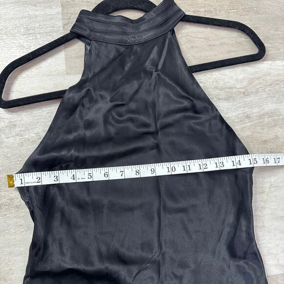 MESHKI Claire Satin Drape Open Back Maxi Dress Gown Black Size XS Cocktail Party - Picture 6 of 9